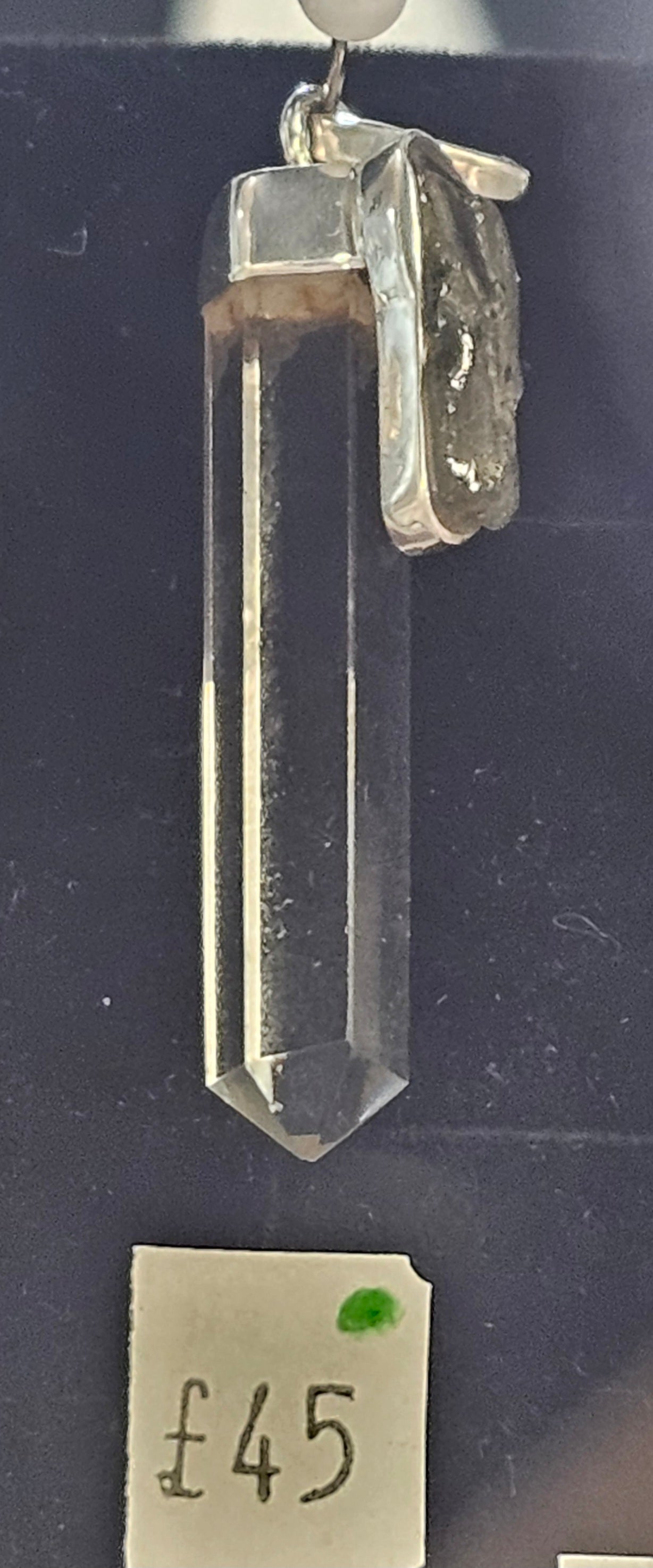 Moldavite & Clear Quartz 925 silver pendant