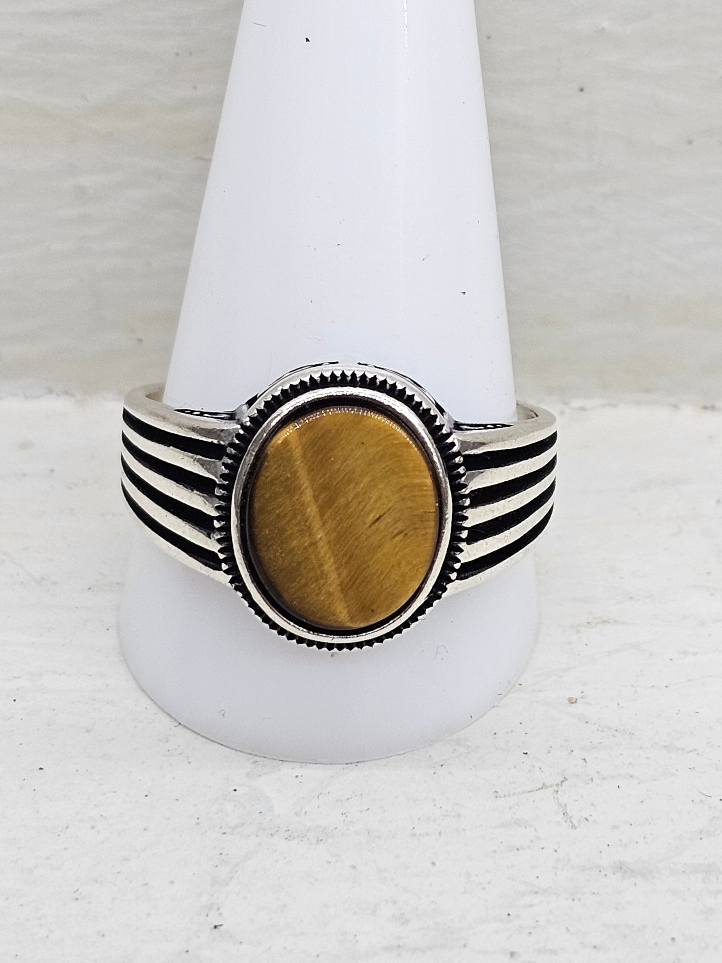 Tigers Eye 925 Silver Ring Size Z