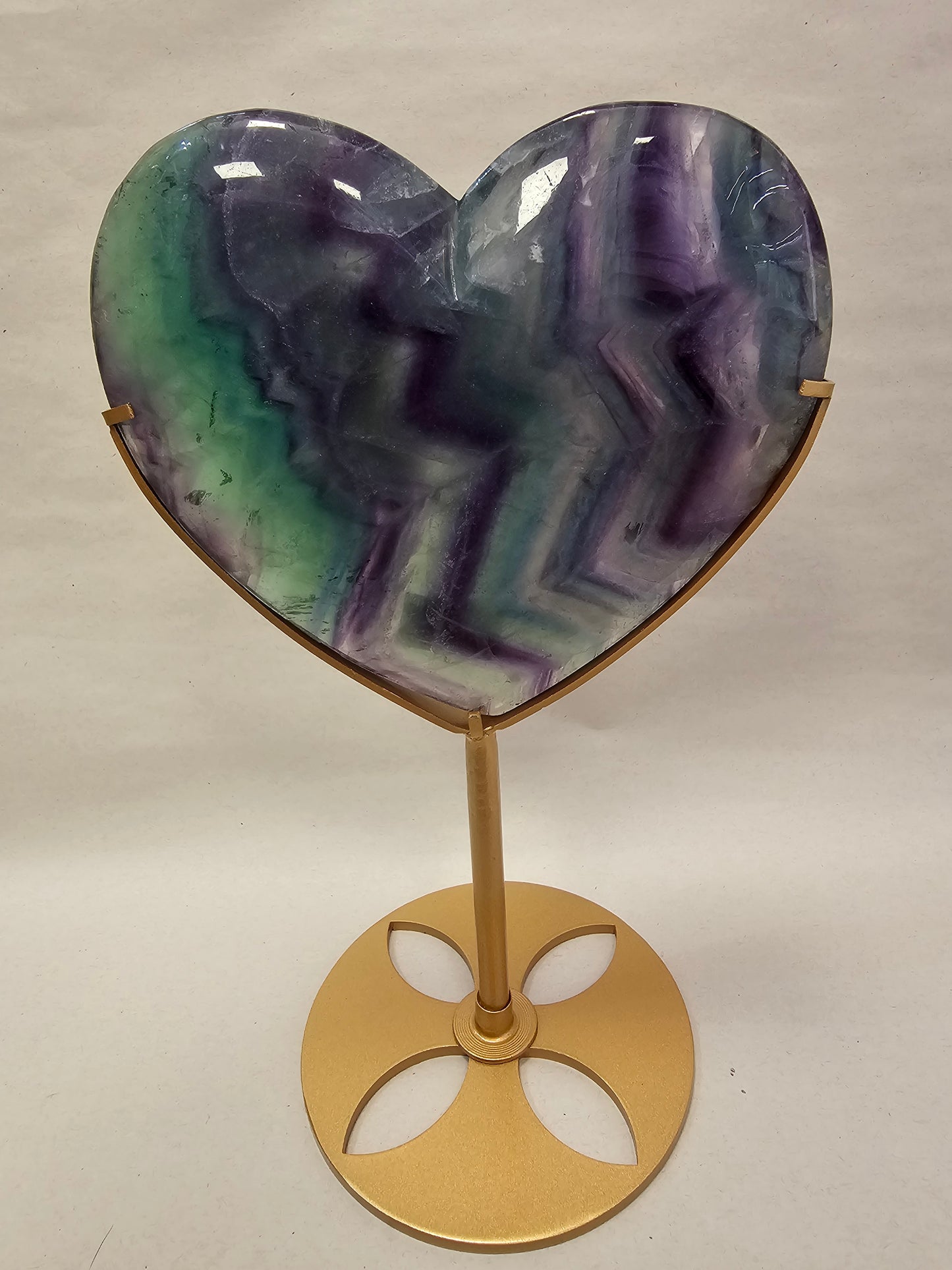 Big Fluorite Heart in Stand