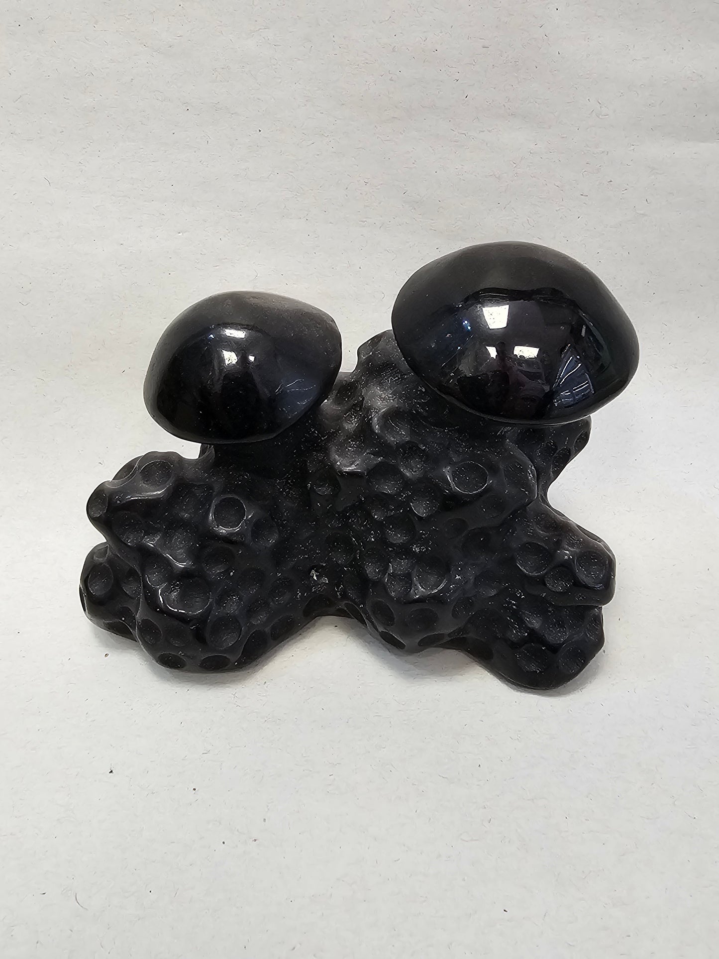 Silver Shine Obsidian Mushroom Carving