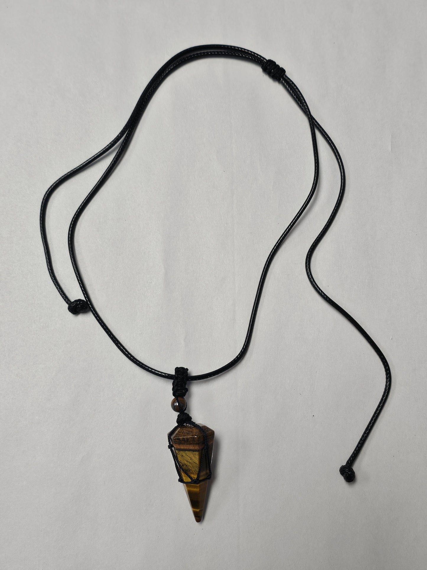 Tigers Eye Pendulum/Pendent on Black Pull Cord
