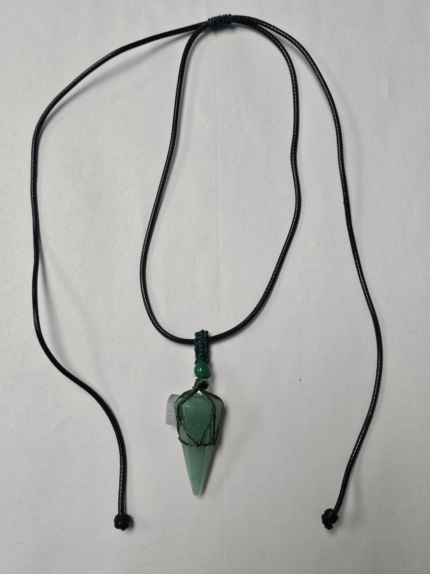 Green Aventurine Pendulum/Pendent on Black Pull Cord