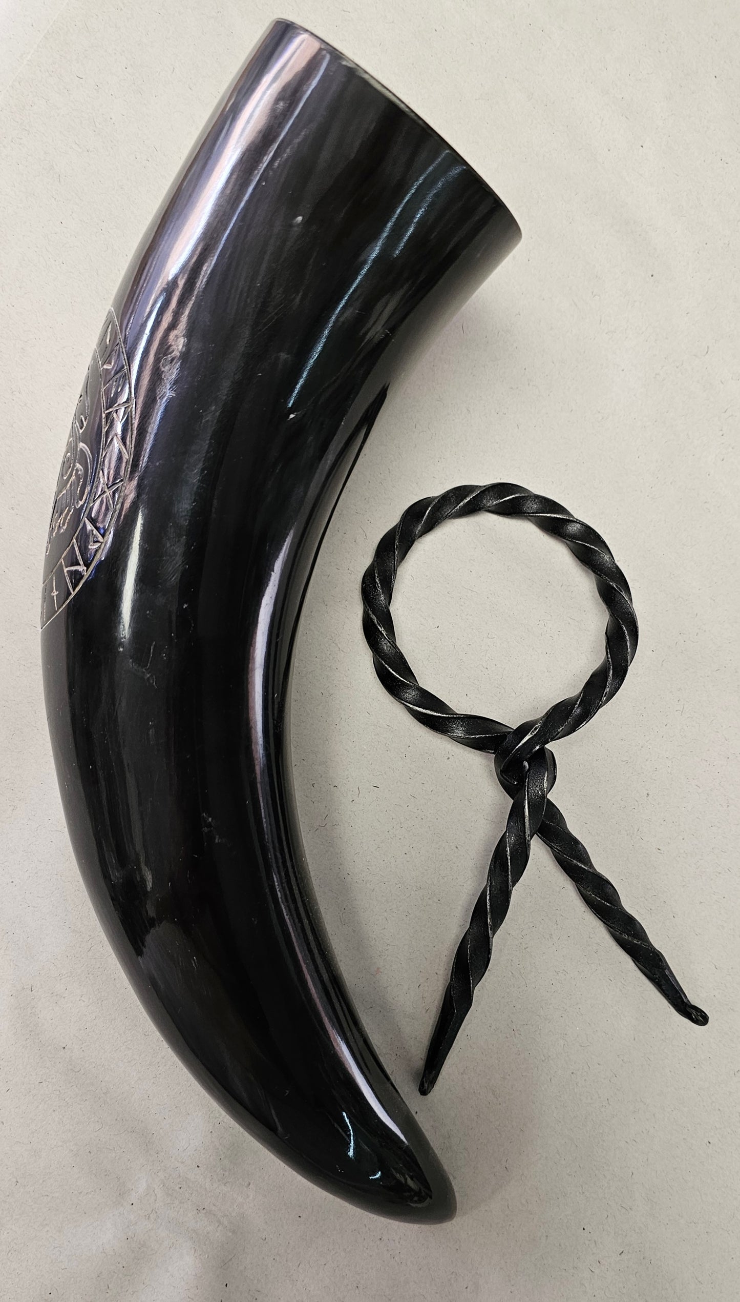 Horse & Runes Large Drinking Horn with Stand
