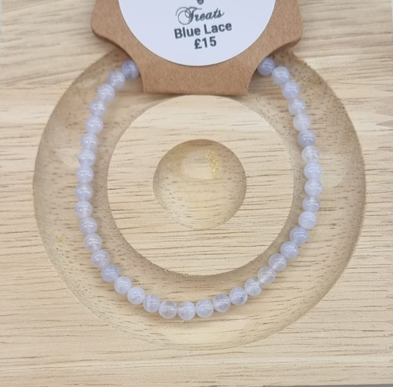 Blue Lace Agate 4mm bead bracelet