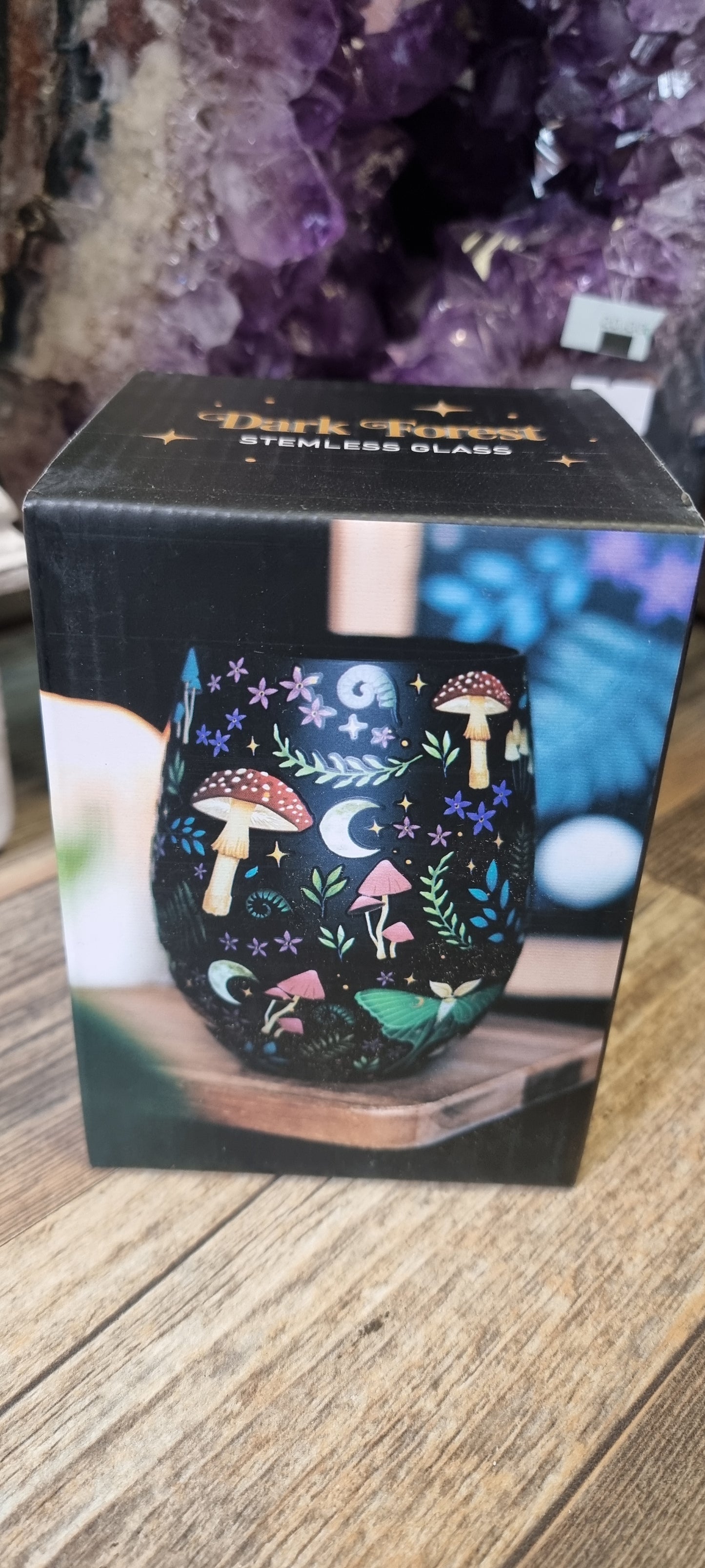 Dark forest stemless glass