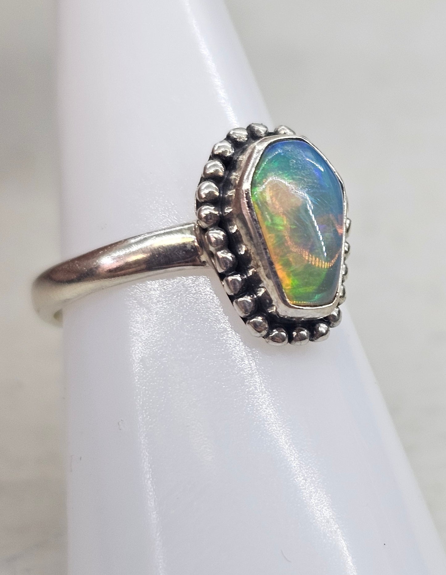 Ethiopian Opal 925 silver ring size O/P