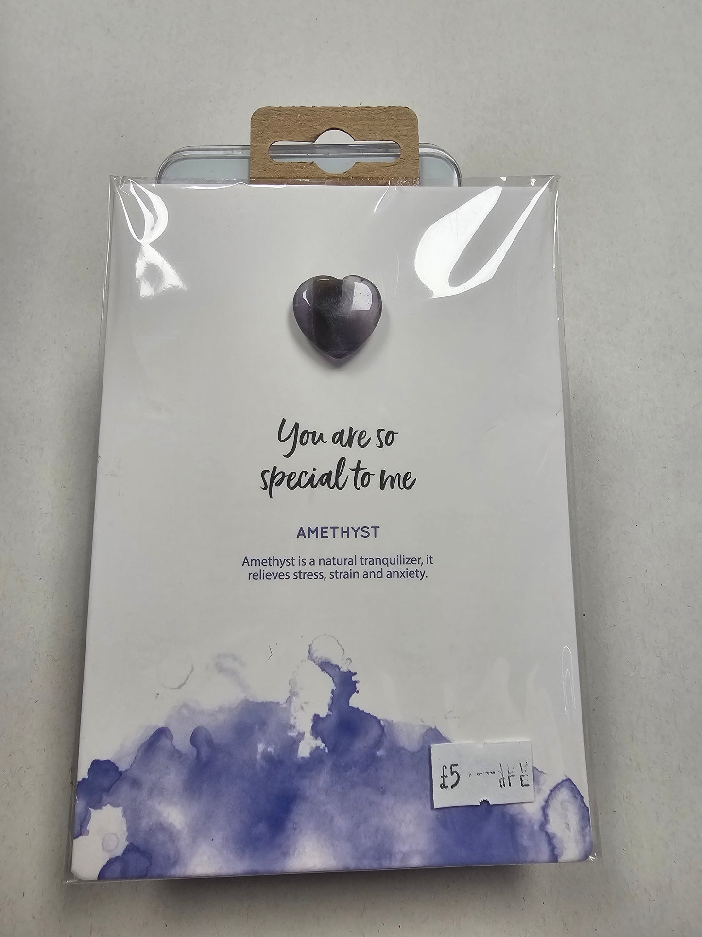 Greetings card with Amethyst heart