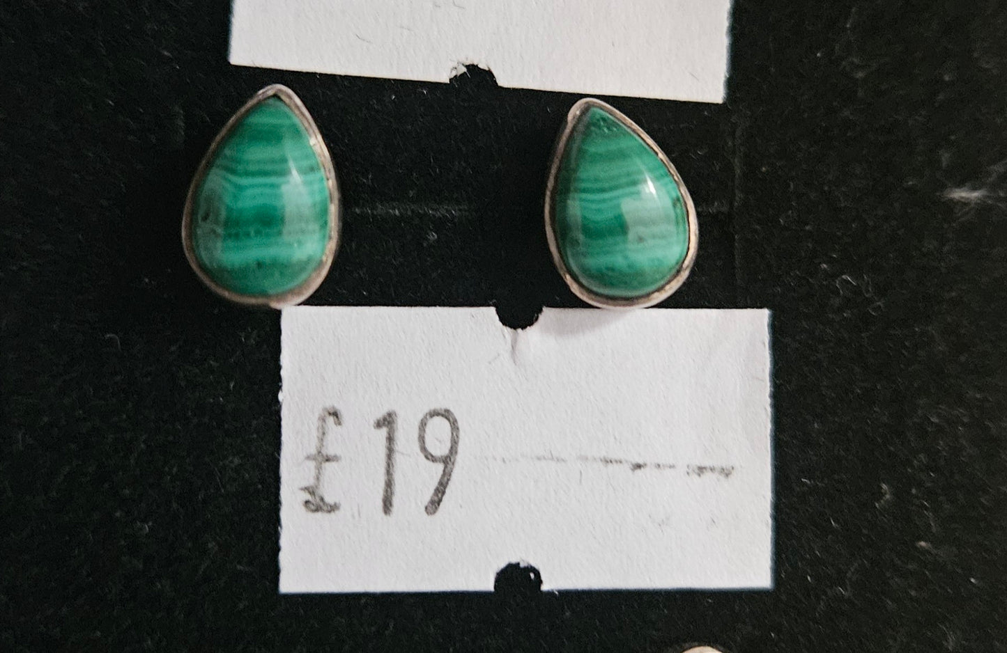 Malachite 925 silver stud earrings (teardrop)