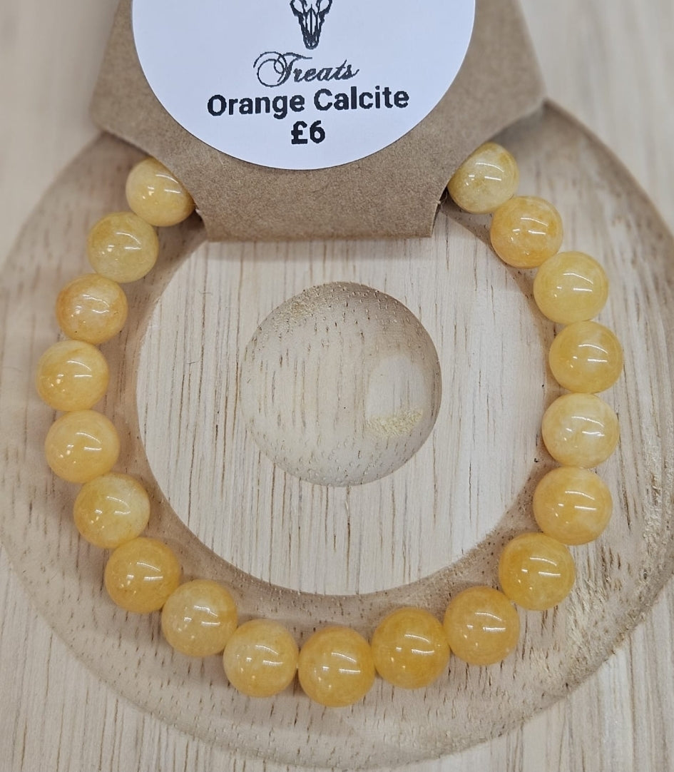 Orange Calcite 8mm bead bracelet