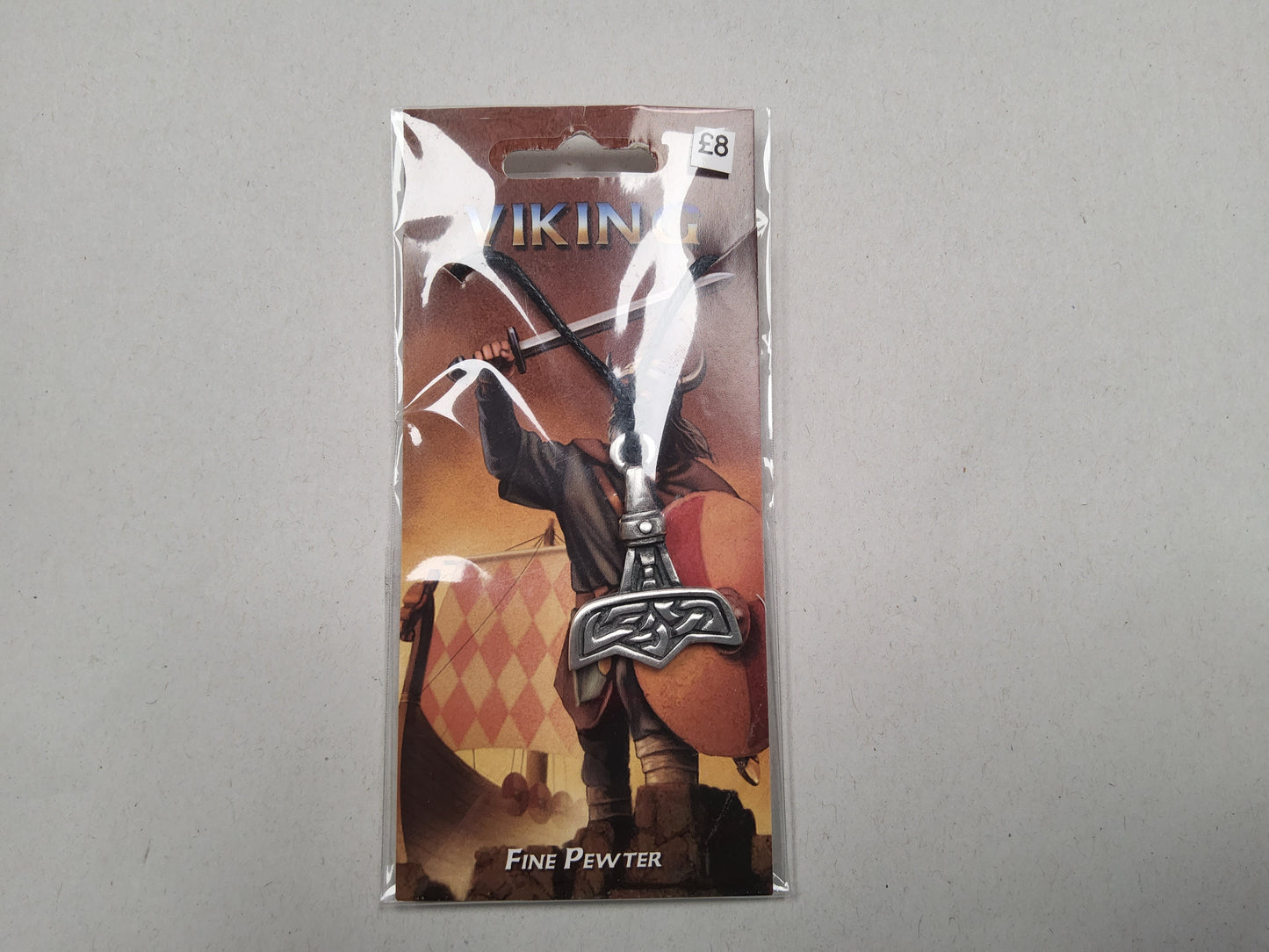 Pewter mjolnir pendant on cord necklace