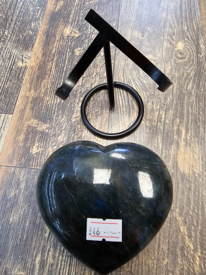 Labradorite Heart & Face with Stand