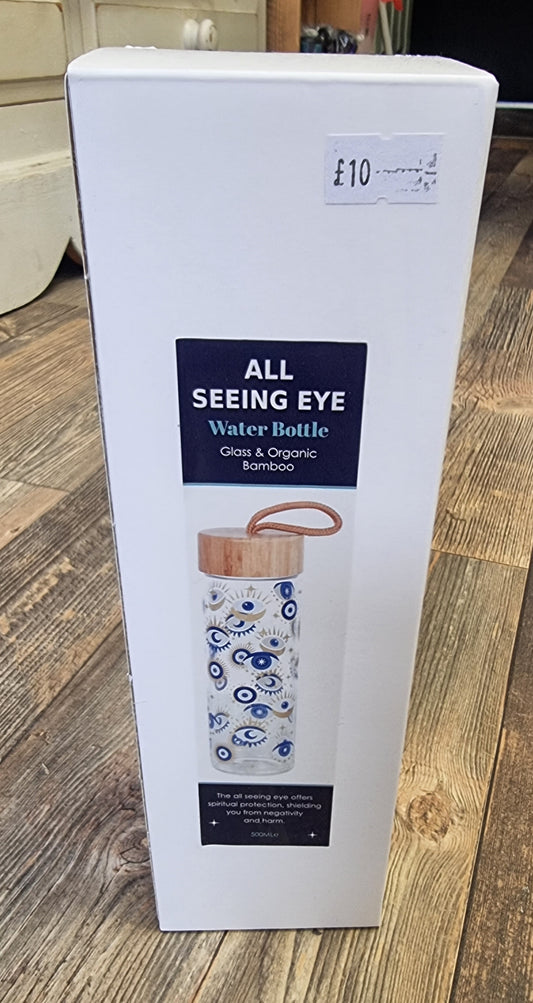 All seeing eye glass water bottle