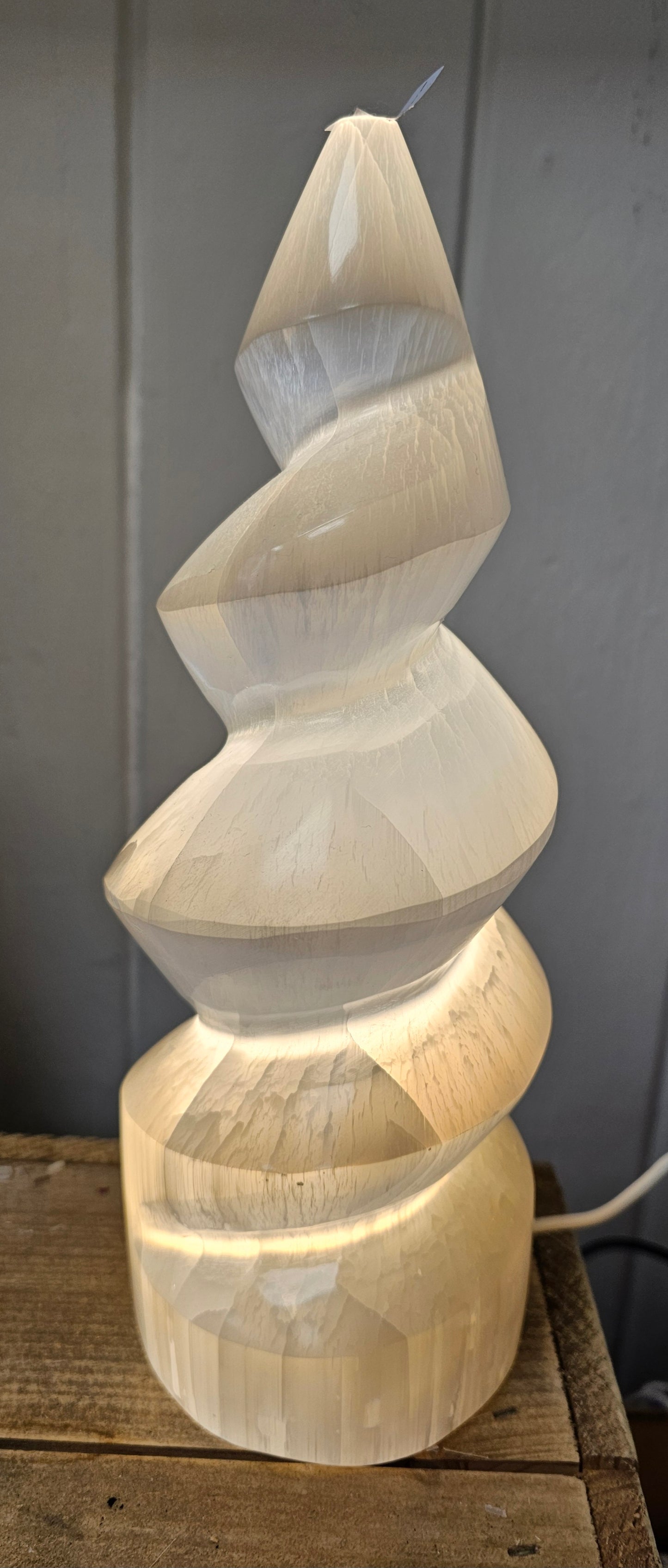 Selenite horn lamp
