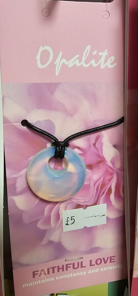 Opalite pendant on black cord