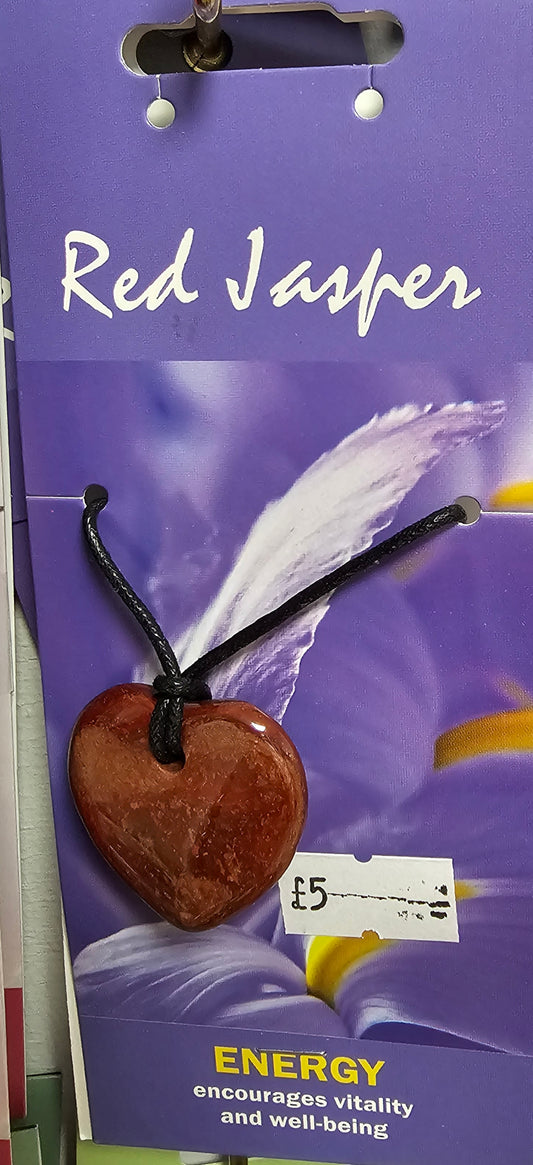 Red Jasper pendant on black cord