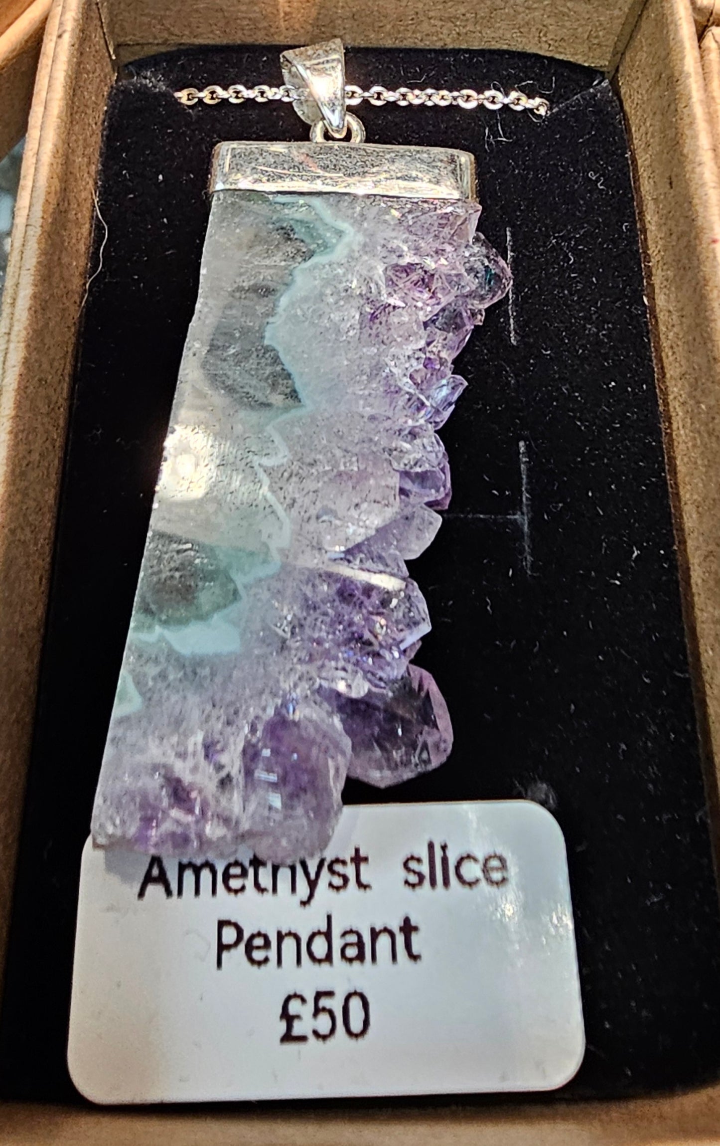 Amethyst slice pendant