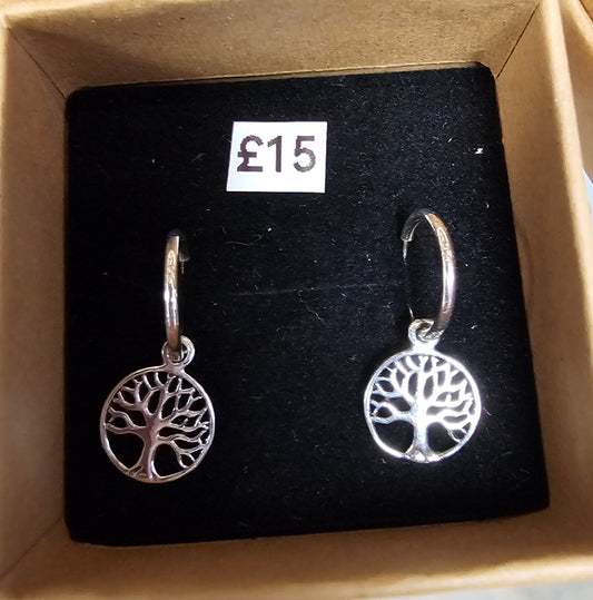 Tree of life hoop earrings