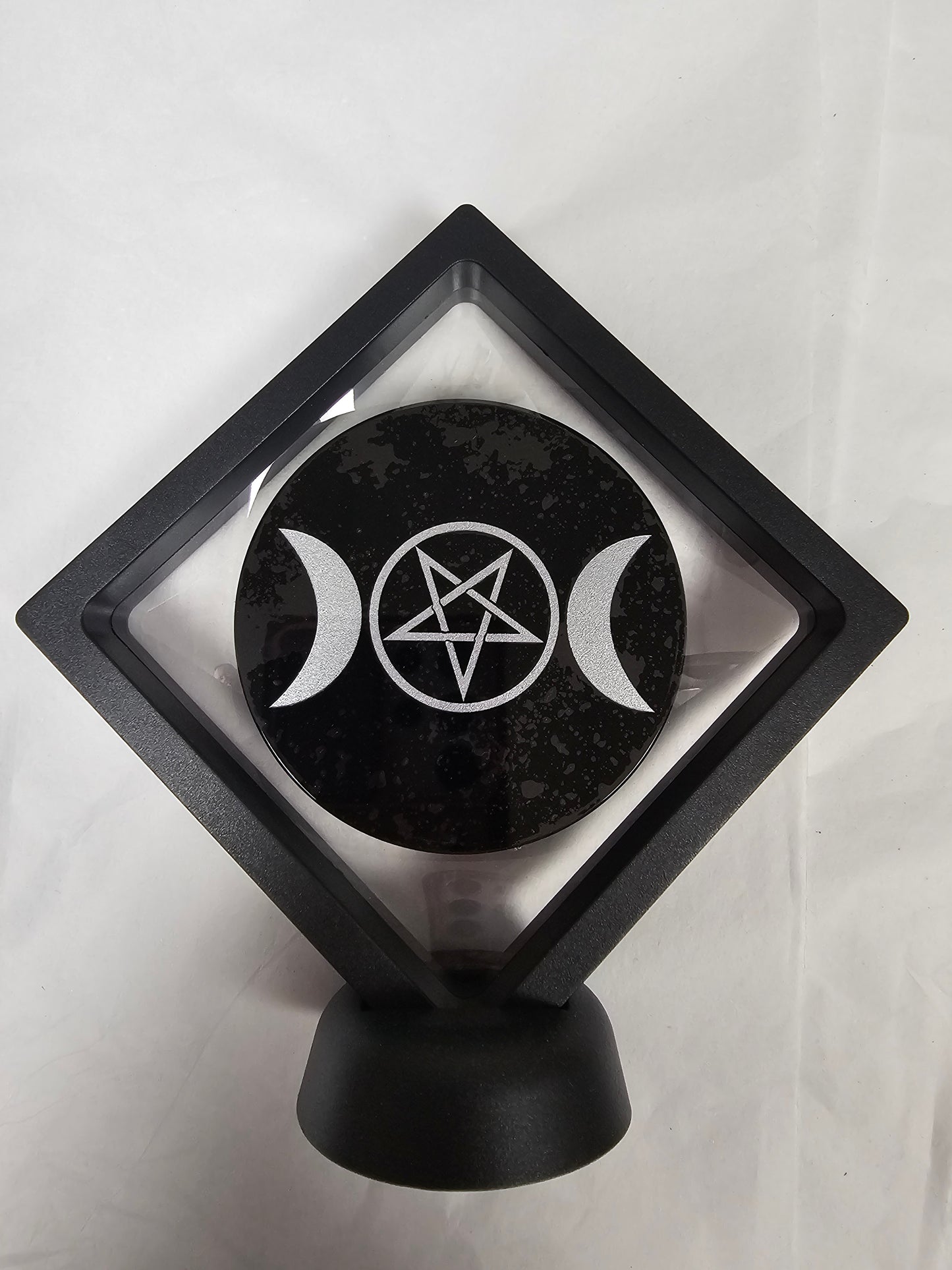 Triple Moon Obsidian Charge Plate 8cm