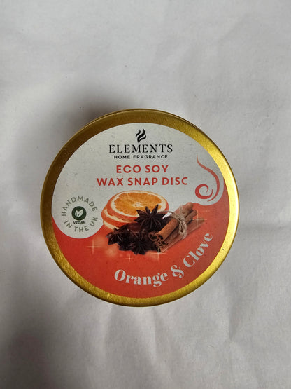 Eco Soy Wax Melt Snap Disc (Orange & Clove)