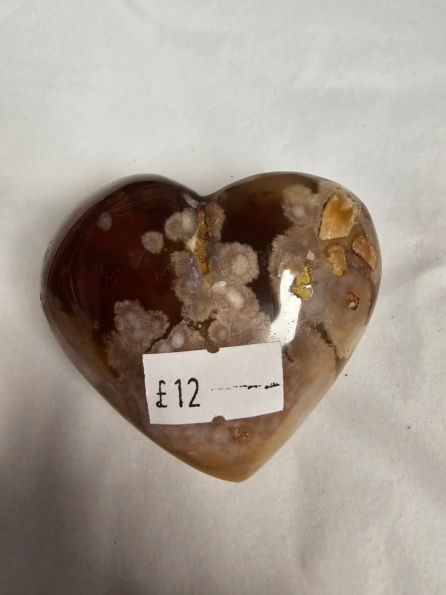 Flower Agate & Carnelian Crystal Heart