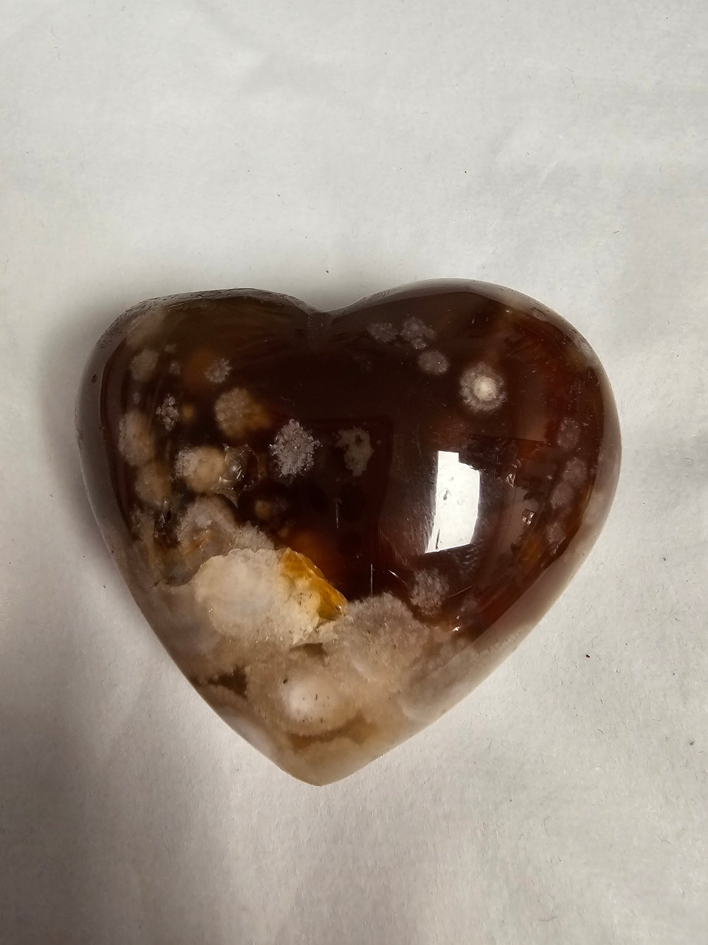 Flower Agate & Carnelian Crystal Heart