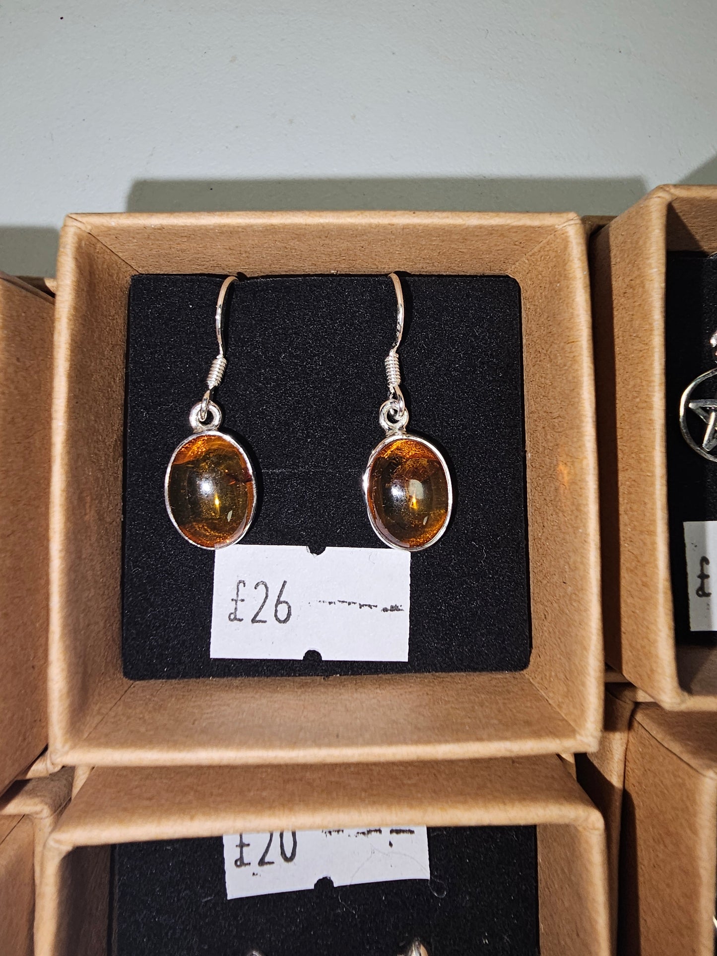 Amber hook earrings