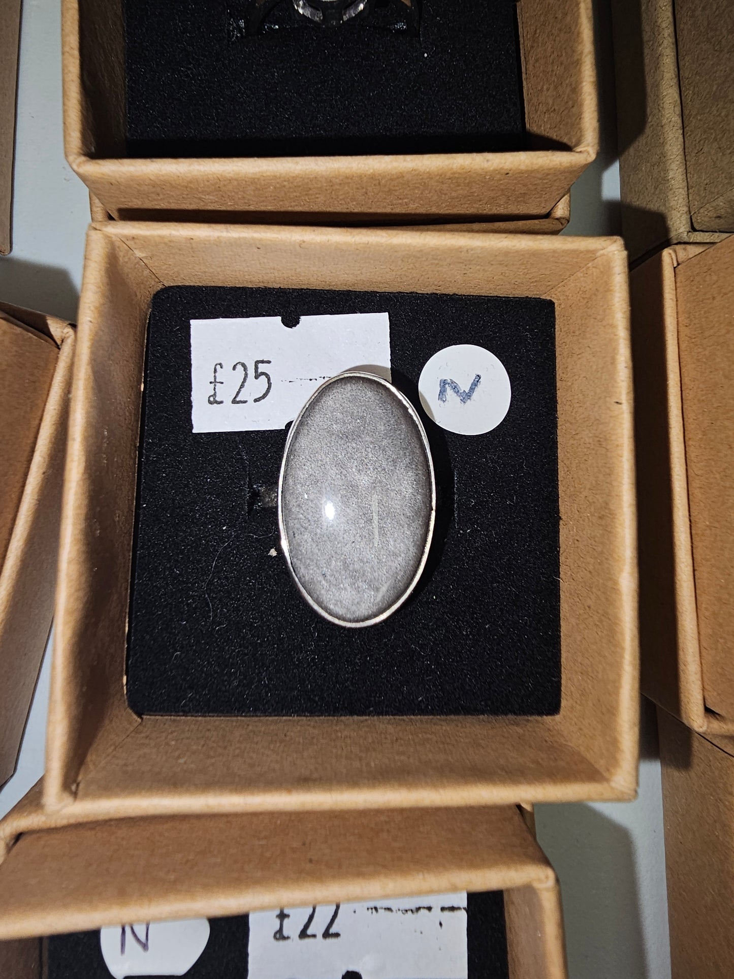 Silver Obsidian ring size N