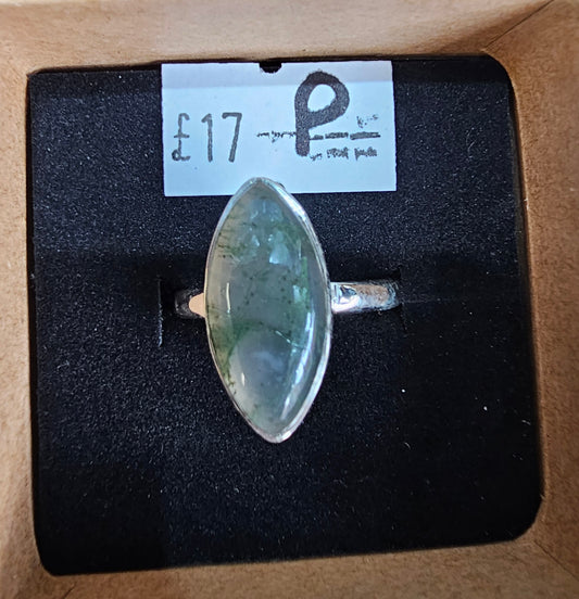 Moss Agate Ring Size P