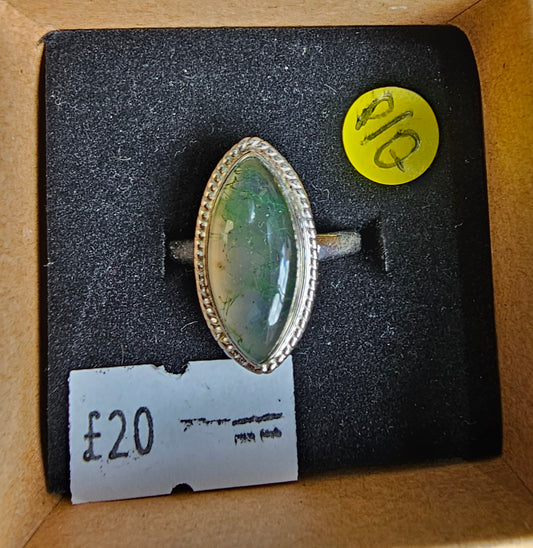 Moss Agate Ring Size P/Q