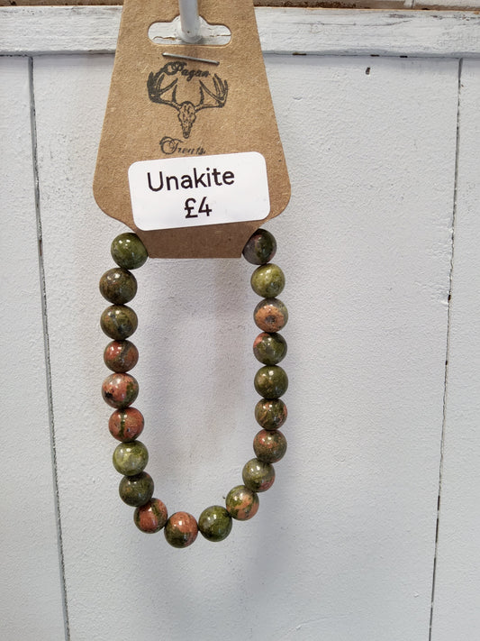 Unakite 8mm bead bracelet