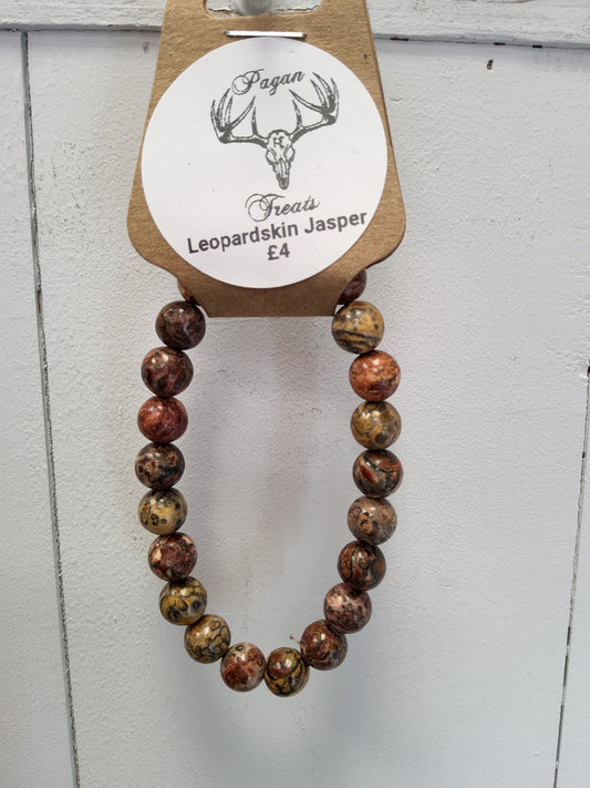 Leopardskin Jasper 8mm bead bracelet