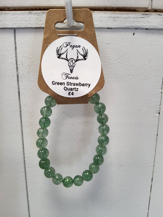 Green Strawberry Quartz 8mm bead bracelet