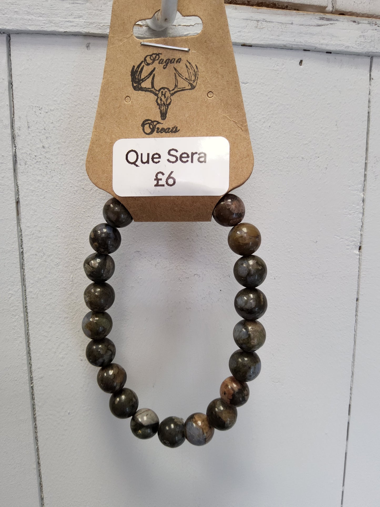 Que Sera 8mm bead bracelet