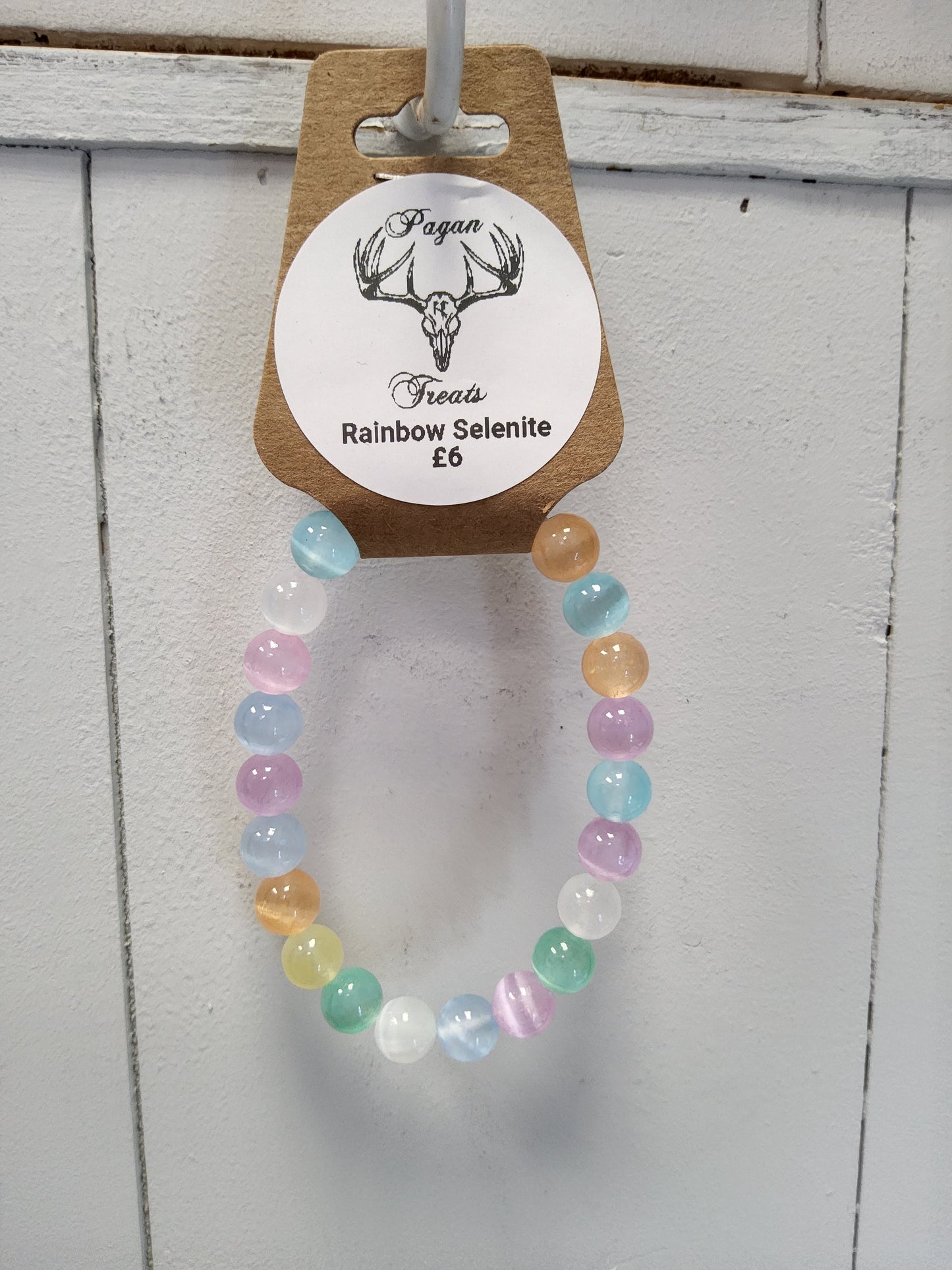 Rainbow Selenite 8mm bead bracelet