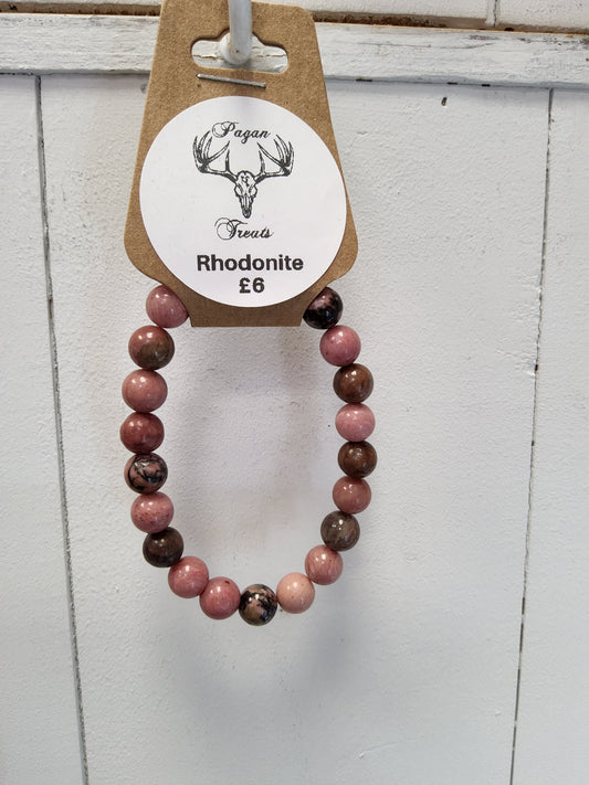 Rhodonite 8mm bead bracelet