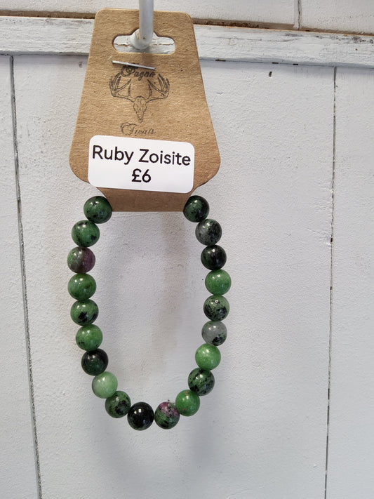 Ruby Zoisite 8mm bead bracelet