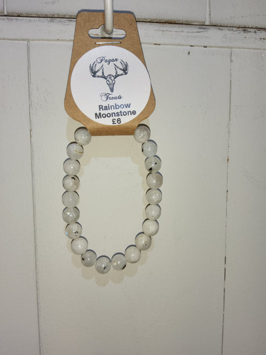 Rainbow Moonstone 8mm bead bracelet