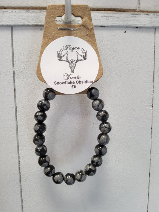 Snowflake Obsidian 8mm bead bracelet