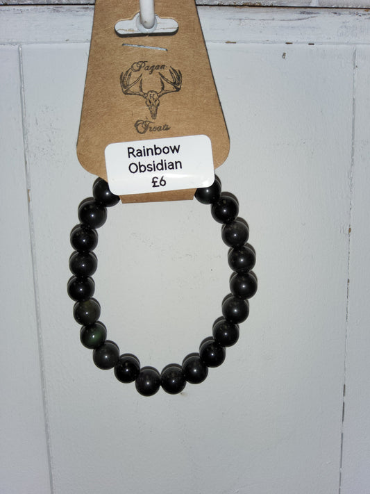 Rainbow Obsidian 8mm bead bracelet