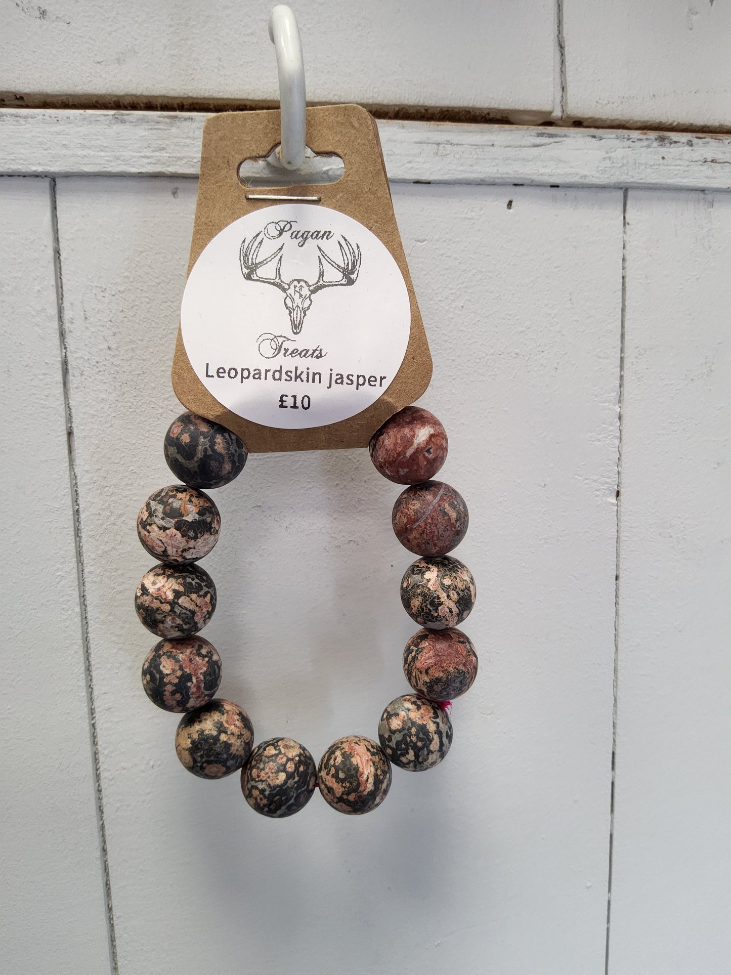 Leopardskin Jasper 12mm bead bracelet