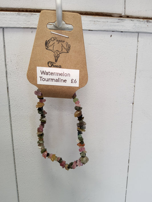 Watermelon Tourmaline chip bracelet