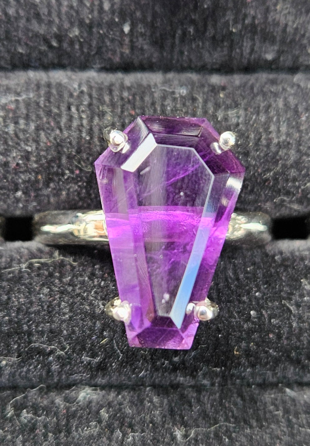 Amethyst 925 silver coffin ring