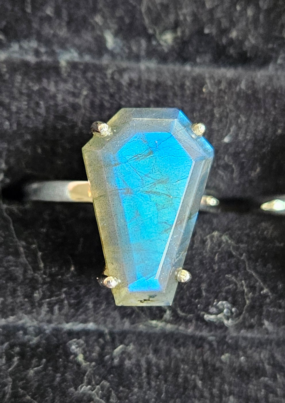 Labradorite 925 silver coffin ring