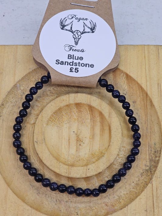 Blue Sandstone 4mm bead bracelet