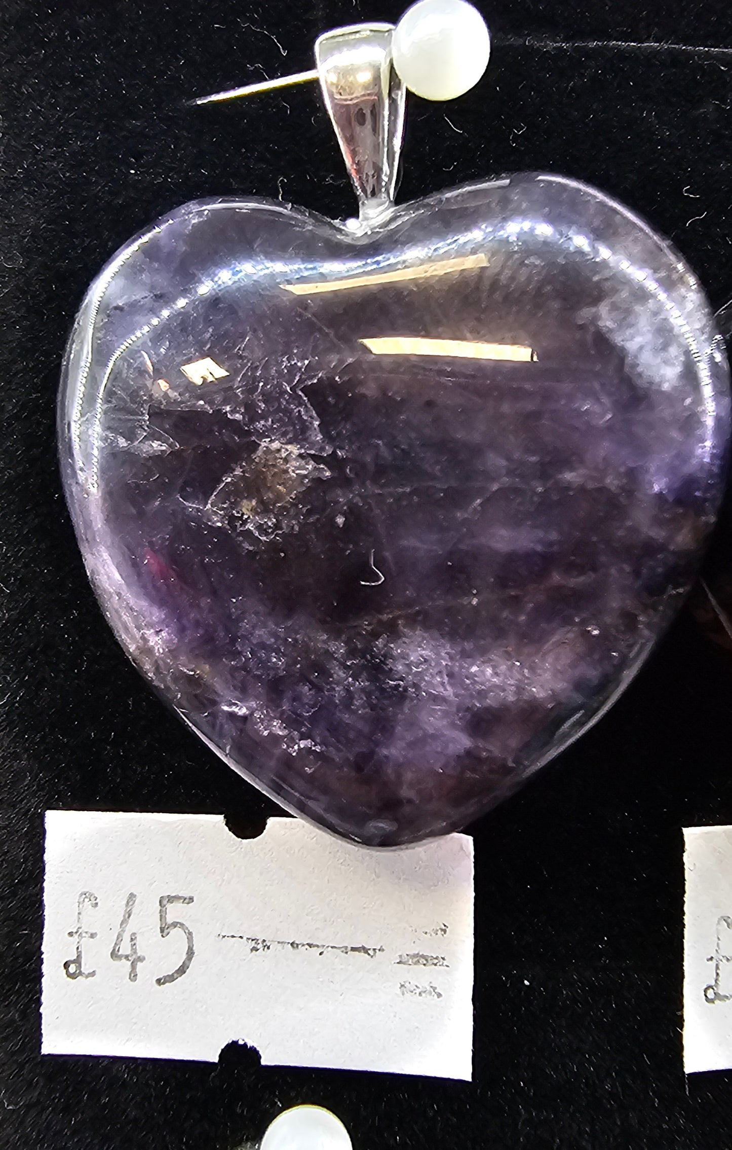 Blue John Flourite 925 silver heart pendant