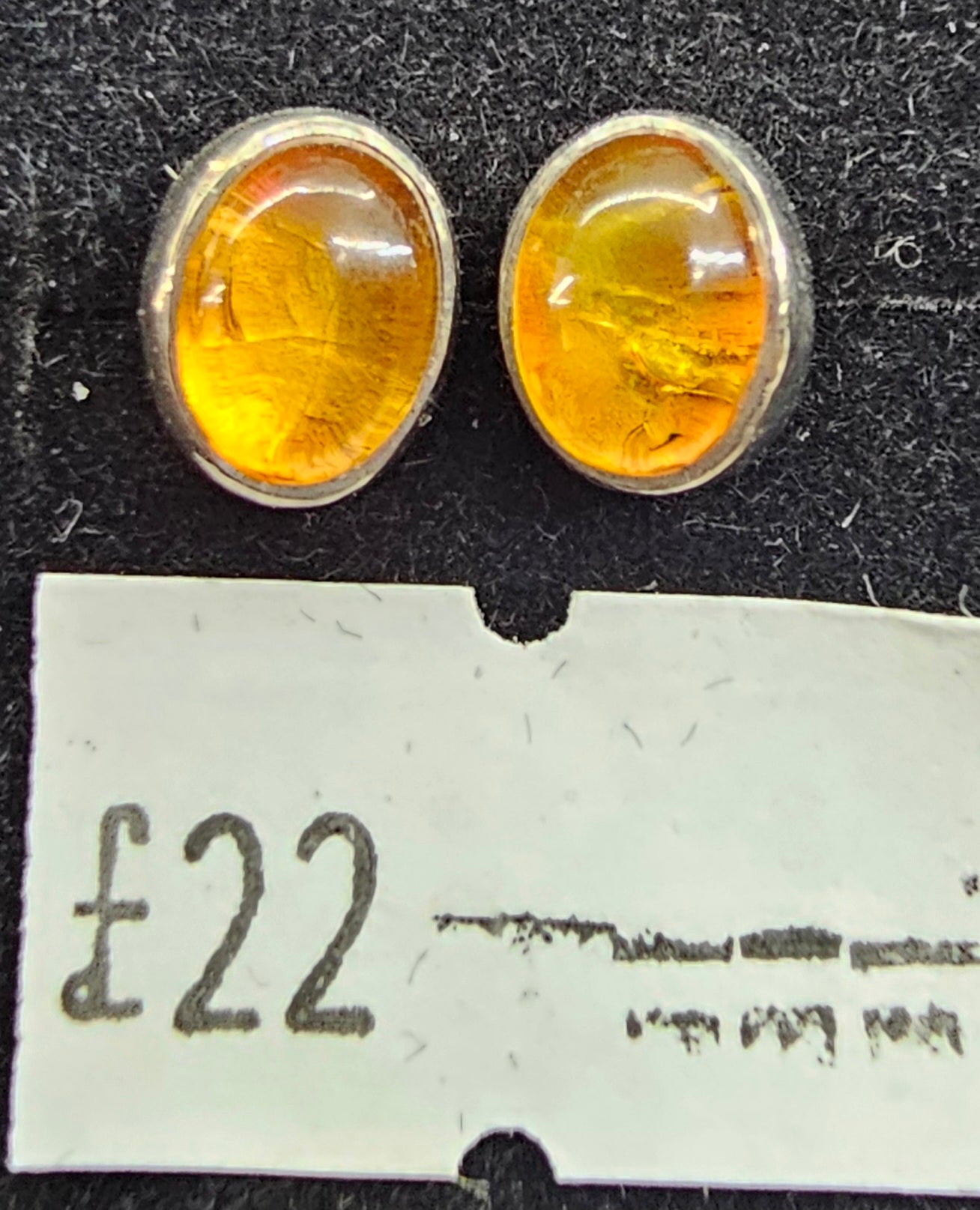 Amber 925 silver stud earrings (round)