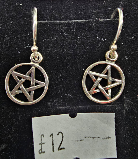 925 silver Pentagram hook earrings