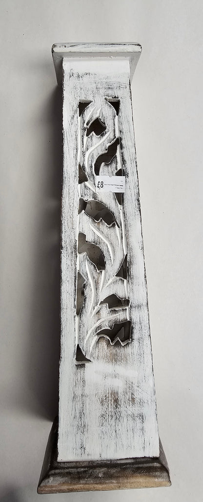 White Washed Wooden Tower Incense Stick/Cone Holder