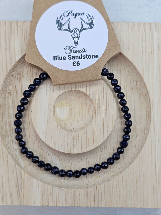 Blue Sandstone 4mm bead bracelet