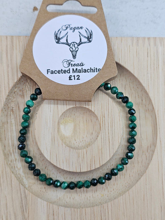 Facetted Malachite 4mm bead bracelet